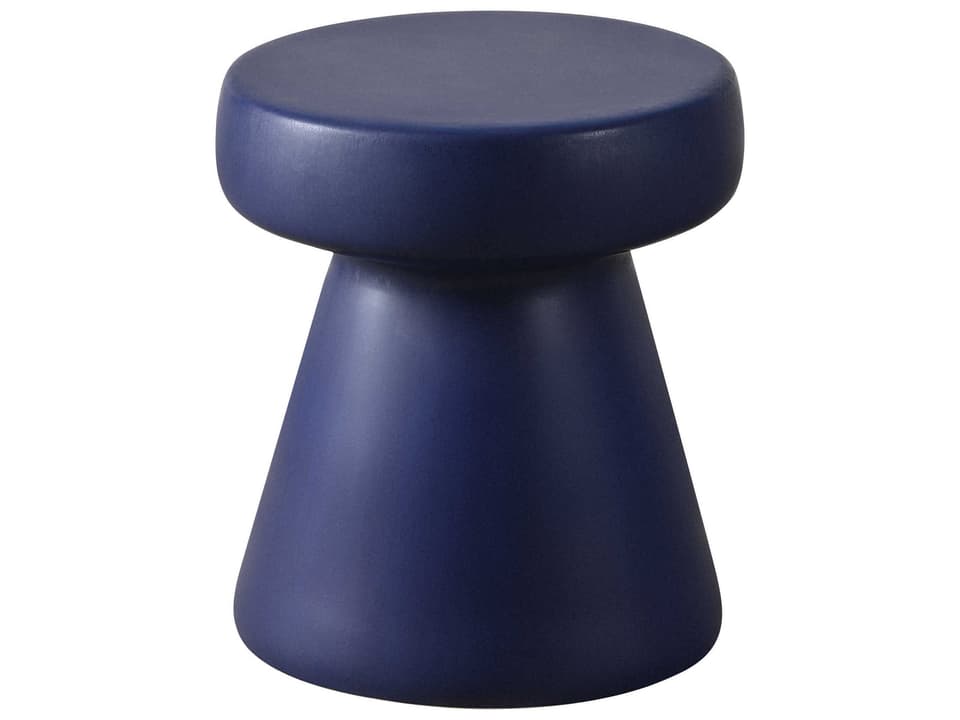 Charlie Round Ceramic Matte Navy End Table