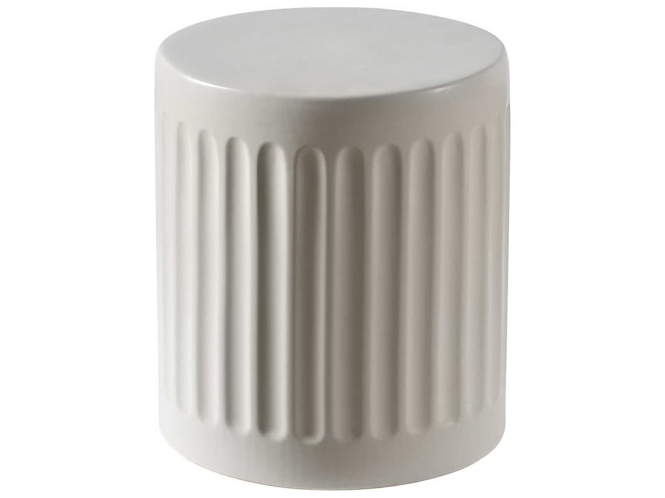 Lucian Round Ceramic White End Table