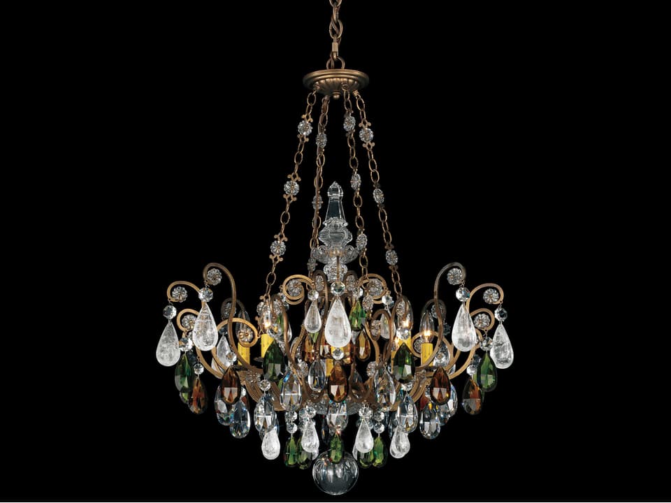 8-Light Renaissance Rock Crystal Candelabra Chandelier in Heirloom Bronze