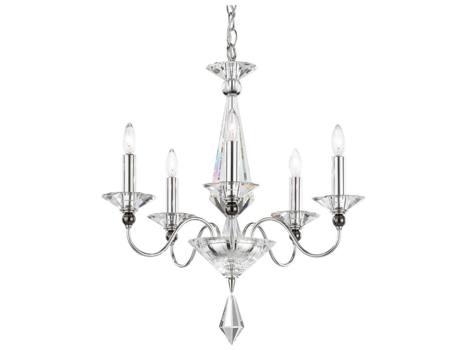 5-Light Jasmine Chandelier in Polished Silver with Optic Crystal