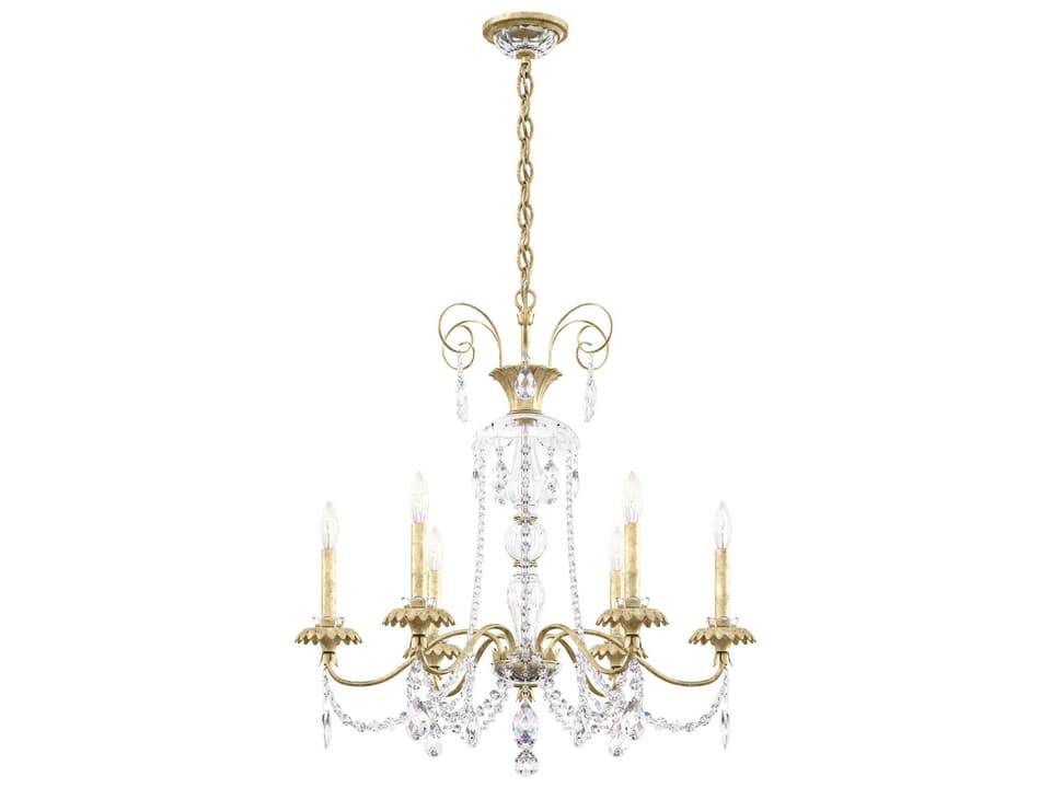 Helenia 6-Light Antique Silver Crystal Candelabra Chandelier