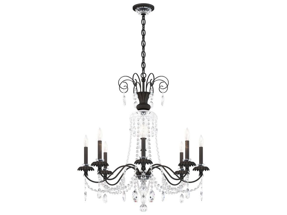 Helenia 8-Light Crystal Chandelier in Black with Heritage Handcut Crystal