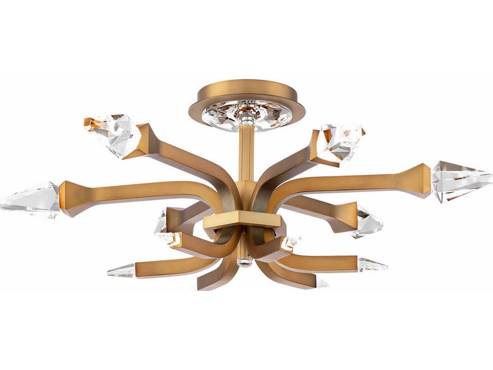 Plumeria 6-Light Aged Brass LED Semi Flush Mount