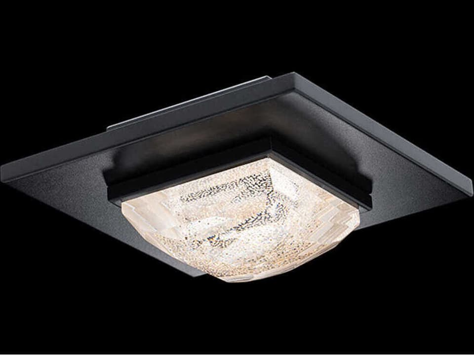 Promenade 1-Light Black LED Flush Mount with Crystal Diffuser