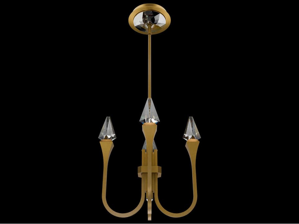 Plumeria 4-Light Integrated LED Chandelier with Optic Crystal in Aged Brass