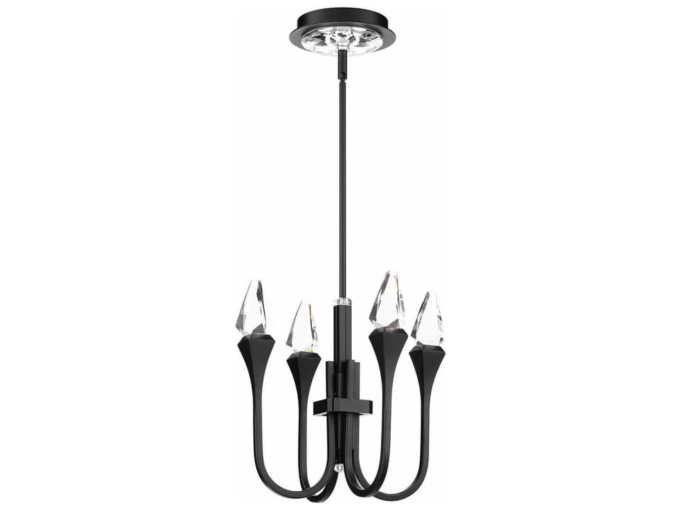 Plumeria Black Linear LED Pendant Light with Optic Crystal