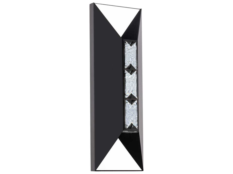 Vida Integrated LED Outdoor Wall Sconce in Black with Optic Crystal