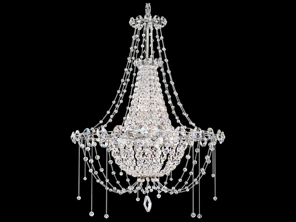 Chrysalita 6-Light Crystal Empire Chandelier in Polished Stainless Steel