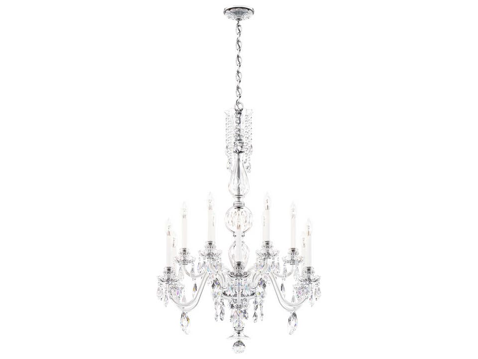 Hamilton Nouveau 12-Light Crystal Candelabra Chandelier in Polished Silver