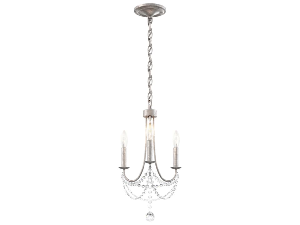 Verdana 3-Light Antique Silver Steel Crystal Chandelier