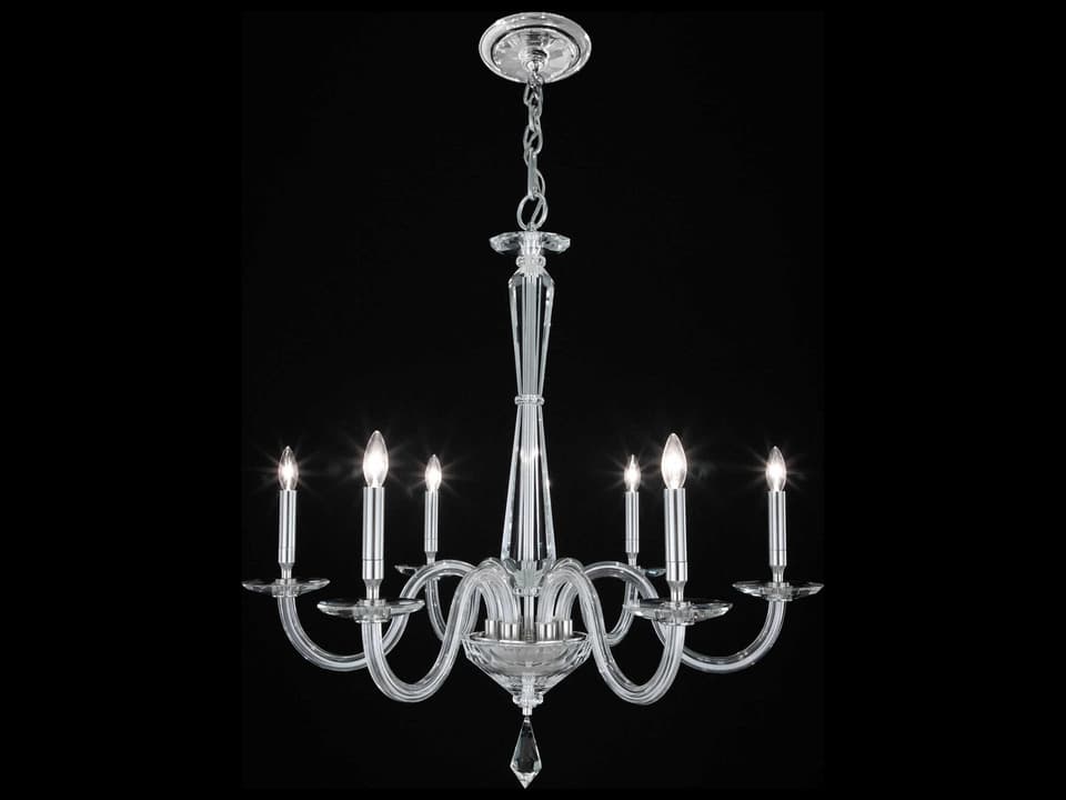 6-Light Habsburg Chandelier with Optic Crystal in Polished Chrome