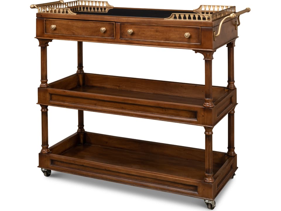Capital Serving Cart in Fruitwood with Black Granite Top