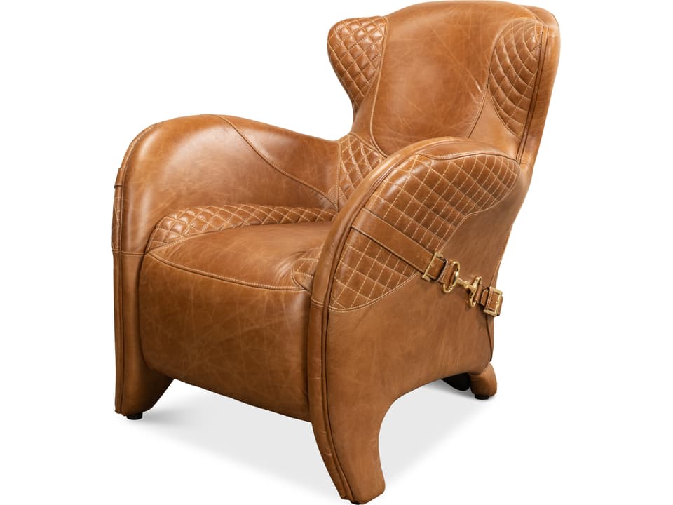 Hera Accent Chair in Top Grain Cuba Brown Leather