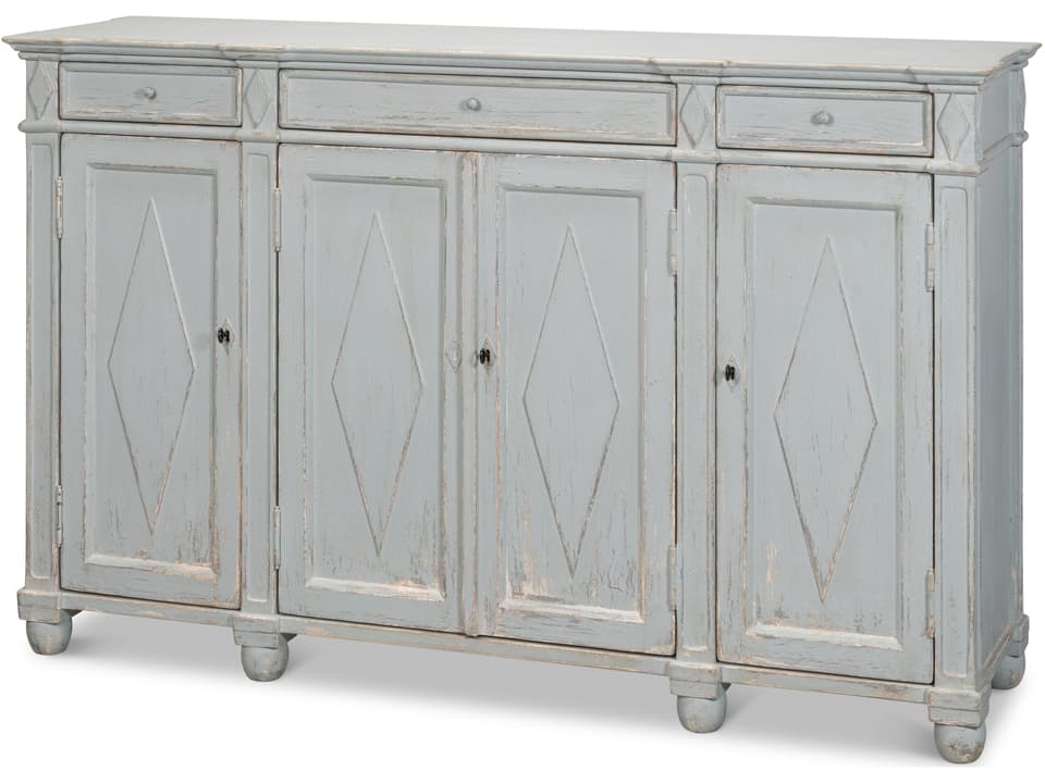 Diamond Wall Sideboard Blue Grey Reclaimed Pine