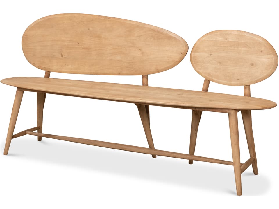 Pebble Acacia Wood Bench with Lionskin Natural Finish