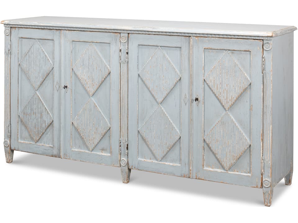 Roanne Reclaimed Pine Sideboard in Blue Grey Painted Finish
