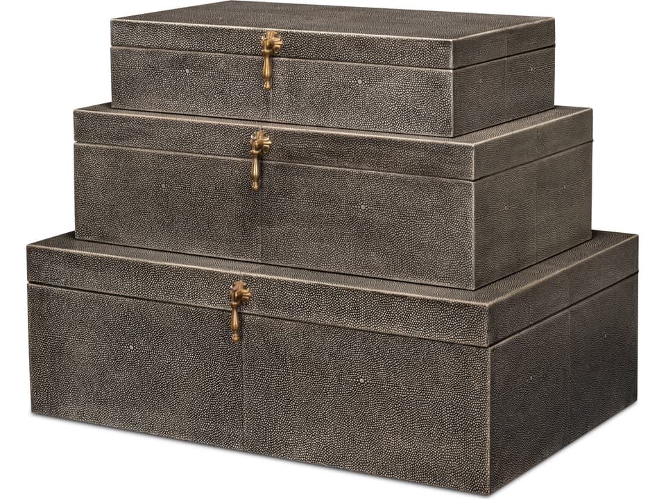 Cosmos Nesting Boxes Set of Three in Black Shagreen Finish