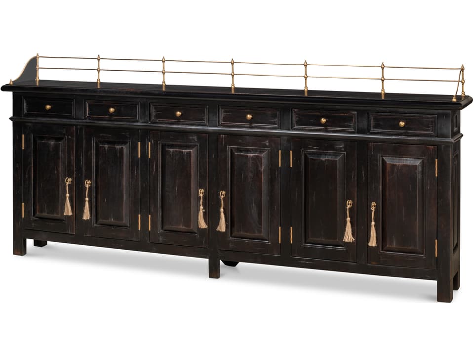 Covent Gardens Acacia Wood Sideboard with Six Doors in Ebony