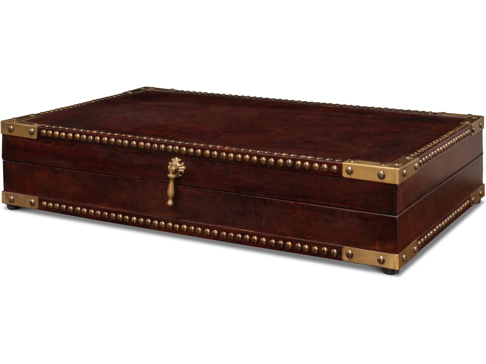Winchester Decorative Box in Brown Leather and Wood