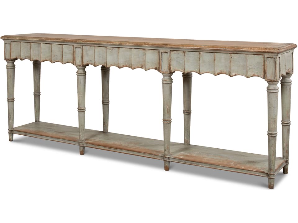 Chantal Rectangle Console Table Pine with Sage Base and Natural Top