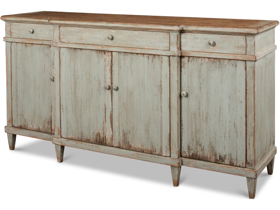 Theo Pine Buffet with Sage Finish and Natural Top