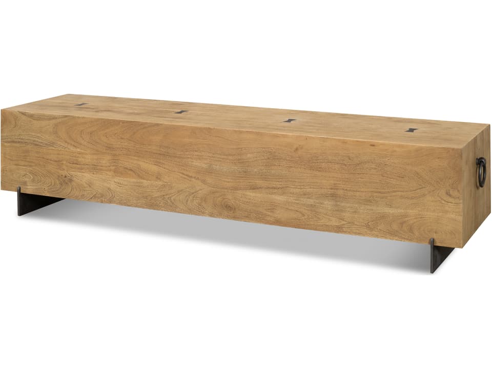 Stuben Acacia Wood and Iron Bench in Wheat and Gunmetal
