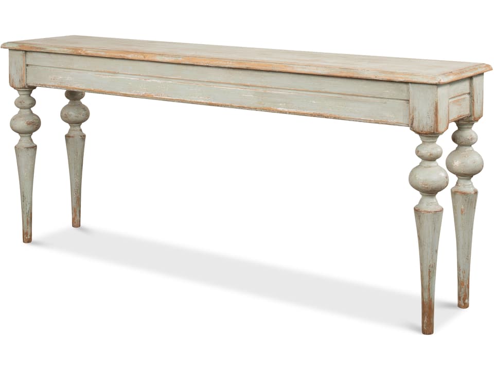 Hudson Rectangular Pine Console Table in Sage Finish