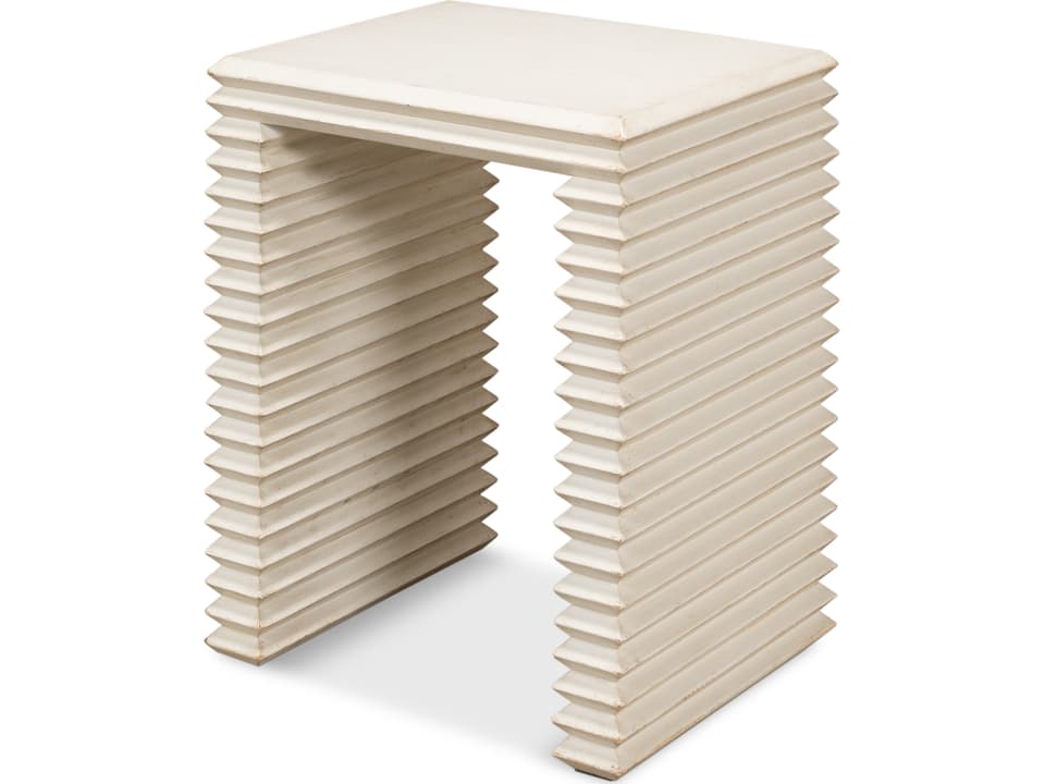 Stacked Side Table Reclaimed Pine with Antique White Finish