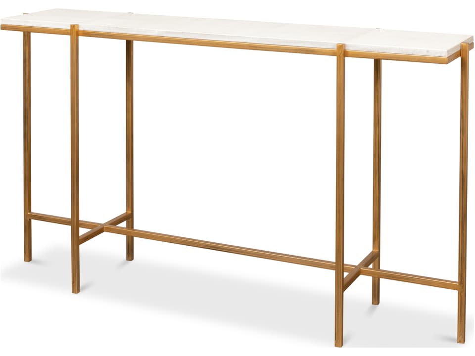 Shagreen Console Table Osprey White with Iron Base
