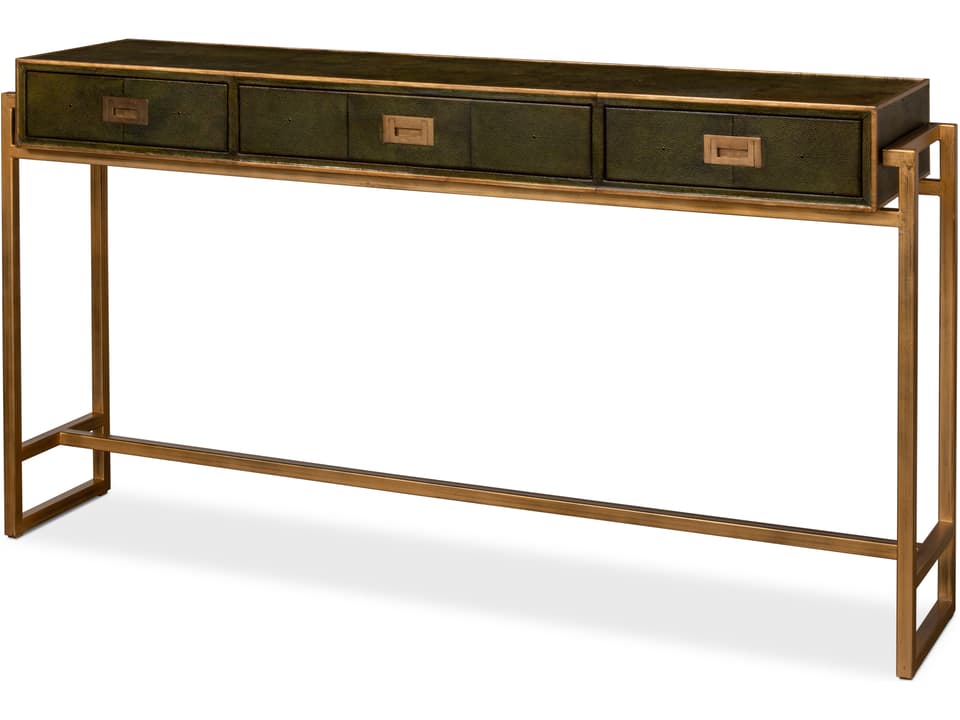 Shagreen 64-Inch Console Table in Leaf Green