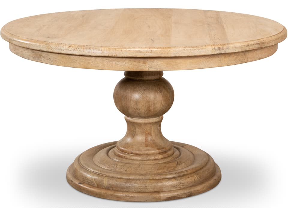 Guillermo Round Dining Table in Natural Mango Wood with Sienna Finish