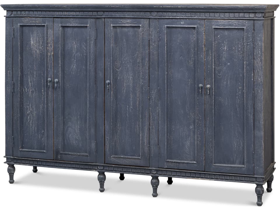 Ashlyn 5-Door Mango Wood Sideboard in Colonial Blue