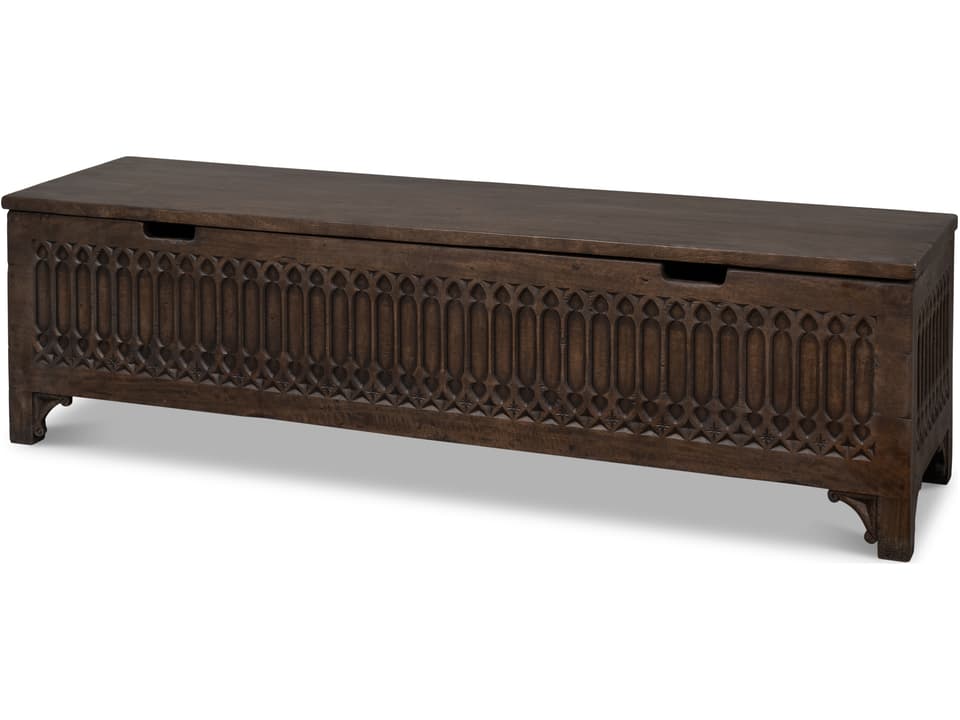 Aarush Traditional Solid Oak Wood Trunk in Brown