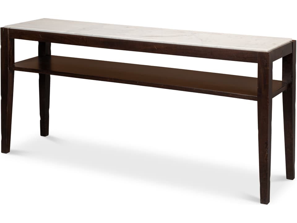 Versatilis Rectangle Console Table with Marble Top and Mango Wood Base