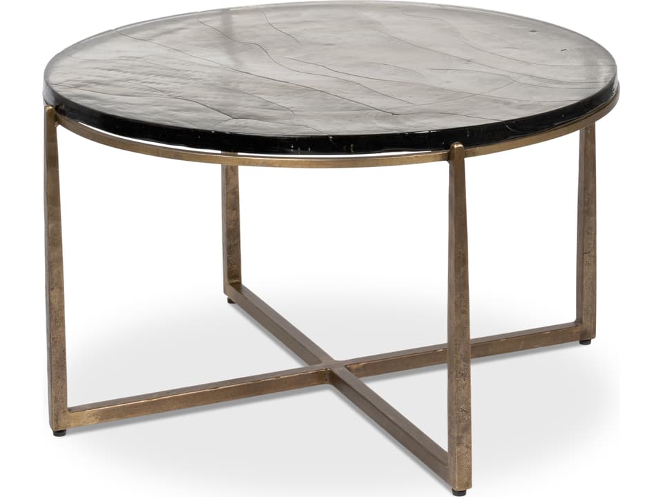 Dorsey Round Coffee Table with Aged Brass Finish