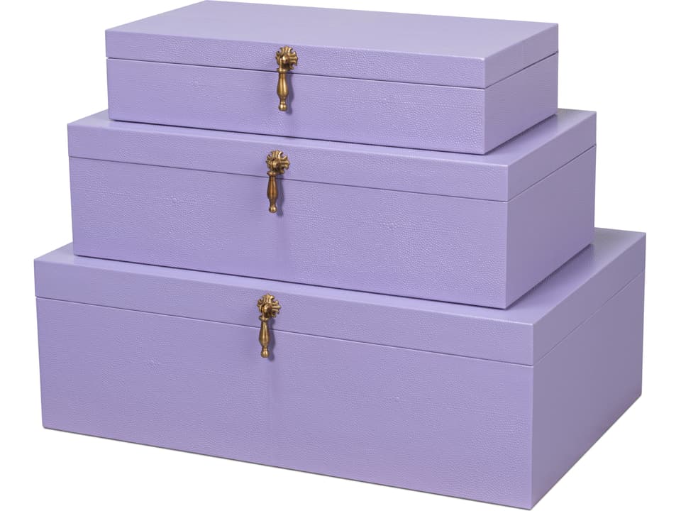 Cosmos Nesting Boxes Set of 3 in Lilac Shagreen Leather
