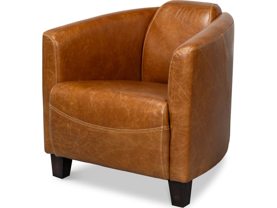Mandy Arm Chair Cuba Brown Leather Eclectic Style