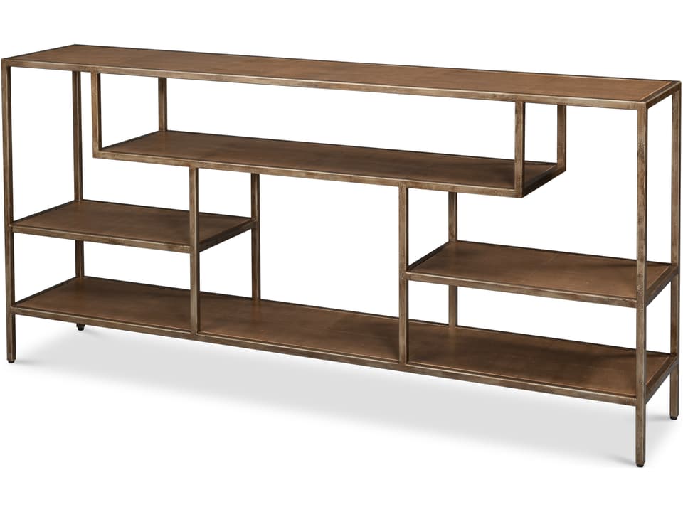 Cullum Shagreen Console Table in Tawny Brown and Bronze Frost