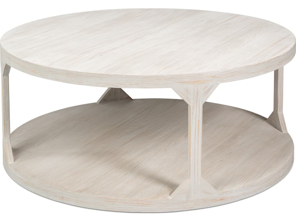 Devon Round Coffee Table in Grey Handrubbed Pine