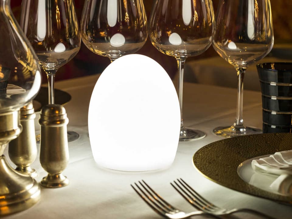 Point LED Portable Table Lamp in White with Bluetooth Control