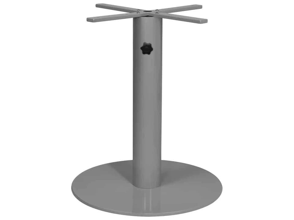 Decoscape Verona Quick Ship Aluminum Kessler Silver Large Round Dining Table Base with Umbrella Option