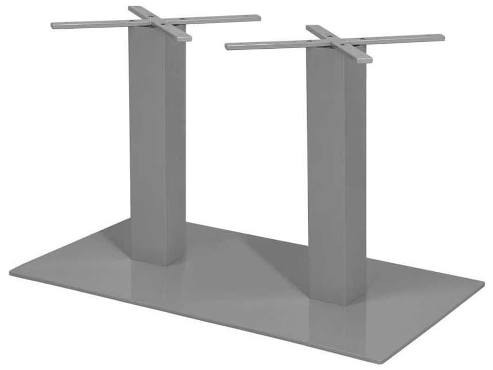 Verona Aluminum Double Post Dining Table Base in Kessler Silver