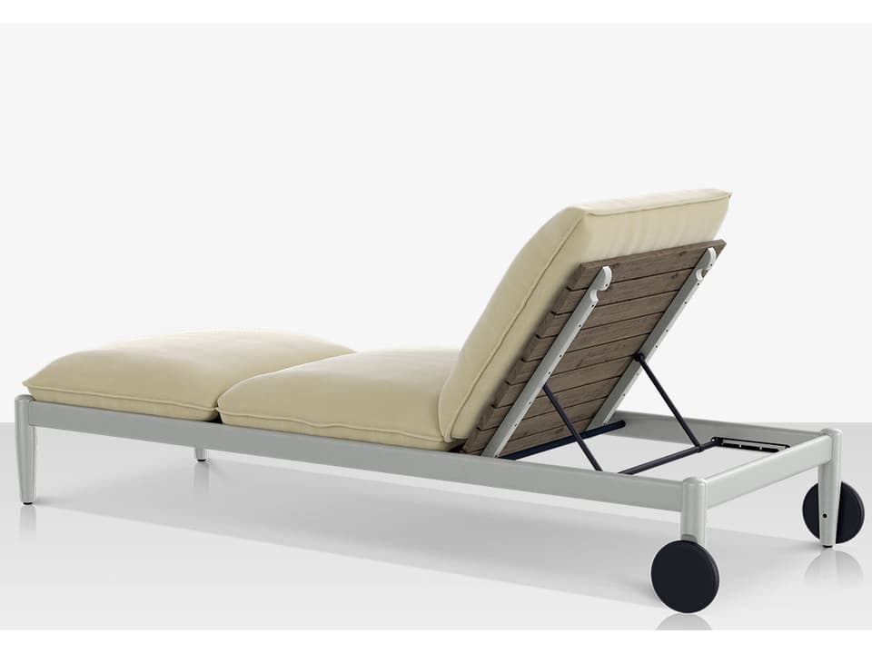 Danish Aluminum Sling Strap Armless Chaise Lounge in Powder Coated Aluminum