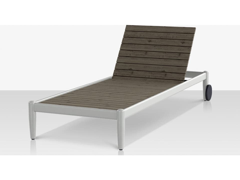 Danish Aluminum Composite Slatted Armless Chaise Lounge