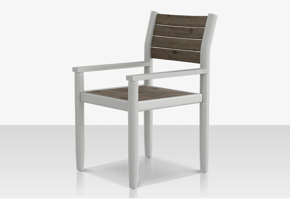 Danish Aluminum Composite Slatted Dining Arm Chair