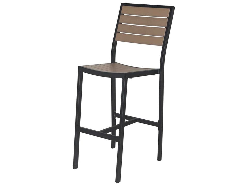 Napa Stackable Bar Side Chair in Powder-Coated Aluminum and Durawood