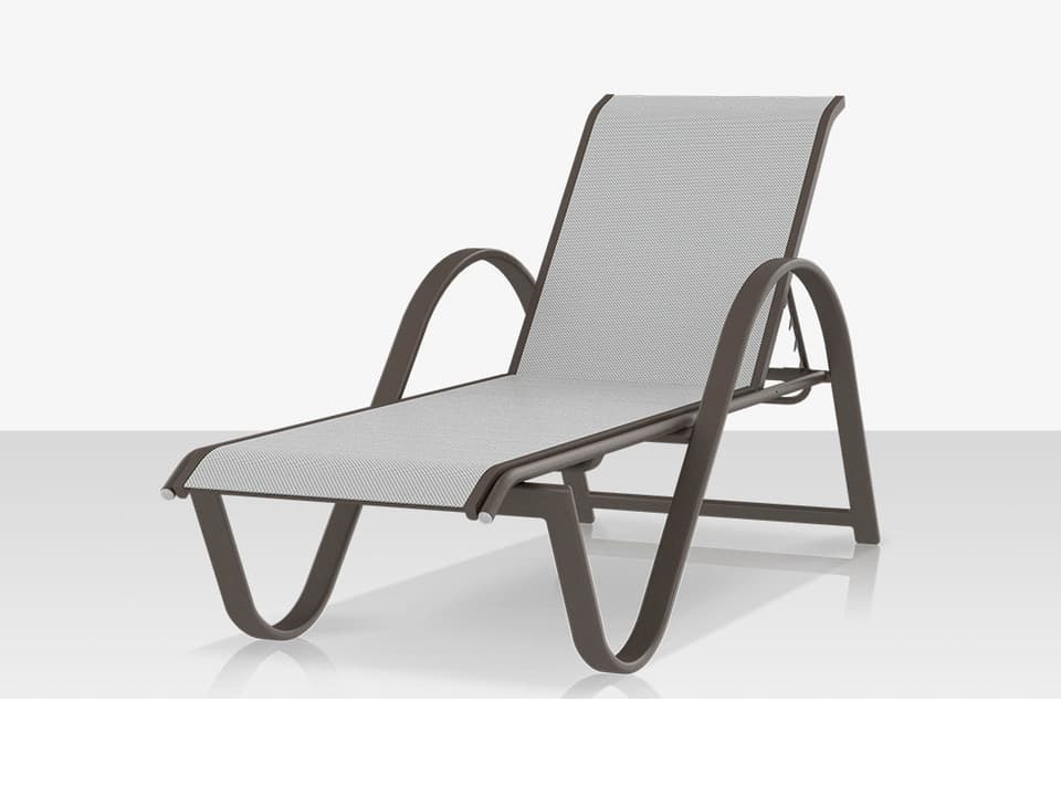 Lanai Aluminum Tex Gray Stackable Chaise Lounge in Cloud Gray Sling