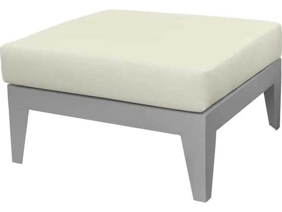 South Beach Outdoor Aluminum Ottoman in Powder-Coated Aluminum