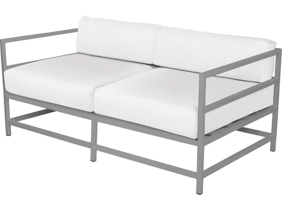 Delano Outdoor Aluminum Loveseat in Powder-Coated Finish with Weather-Resistant Cushions