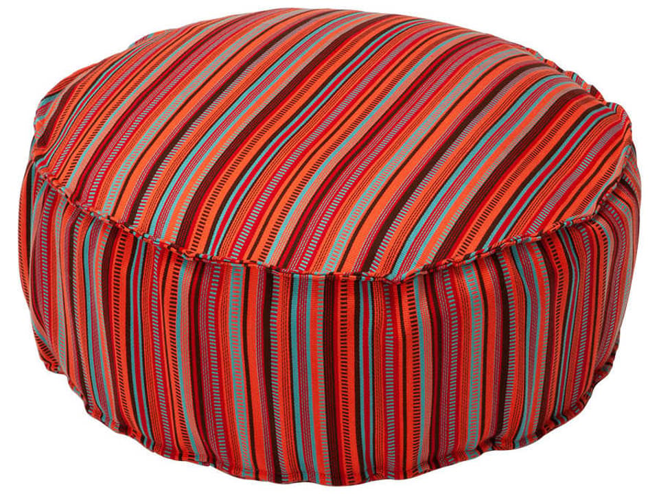Casbah 35-Inch Round Outdoor Fabric Ottoman